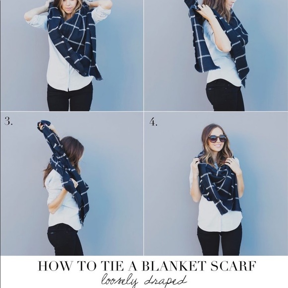 AMANDA✨ classic plaid blanket scarf green navy - Picture 8 of 8
